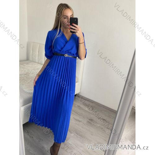 Šaty dlhé elegantné s opaskom dlhý rukáv dámske (S/M ONE SIZE) TALIANSKA MÓDA IMWKK223392