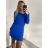 Šaty elegantný dlhý rukáv dámske (S/M ONE SIZE) TALIANSKA MÓDA IMWB22338/DR S/M kráľovská modrá