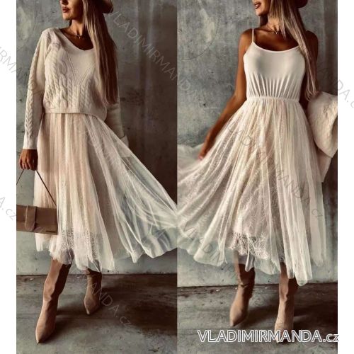 Šaty dlhé elegantné na ramienka dámske (S/M ONE SIZE) TALIANSKA MÓDA IMWC223875