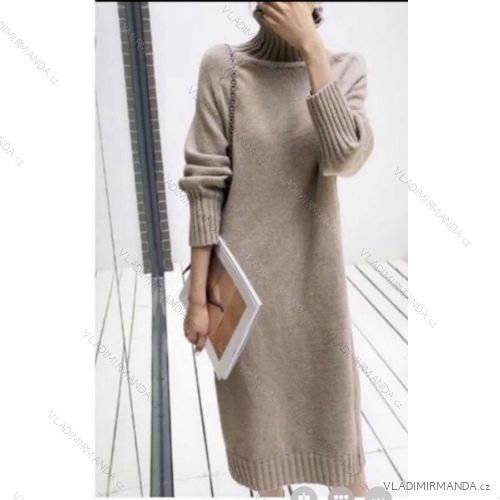 Šaty pletené s rolákom dlhý rukáv dámske (S/M ONE SIZE) TALIANSKA MÓDA IMWB223903