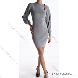 Šaty úpletové dlhý rukáv dámske prúžok (S/M ONE SIZE) TALIANSKA MÓDA IMPLM22502030015