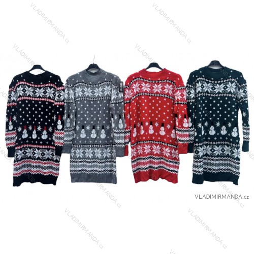 Šaty teplé pletené vianočný dlhý rukáv dámske (S/M/L ONE SIZE) TALIANSKA MÓDA IMD22979