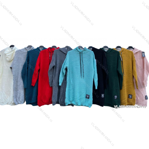 Šaty teplé s kapucňou dlhý rukáv dámske (S/M/L ONE SIZE) TALIANSKA MÓDA IMD22983