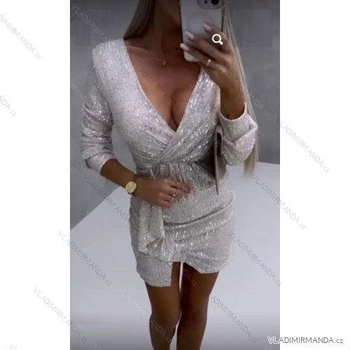 Šaty elegantný lurex dlhý rukáv dámske (S/M ONE SIZE) TALIANSKA MóDA IMM22fl22252