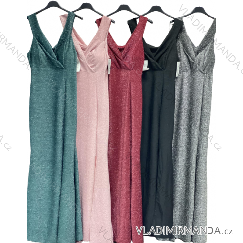 Šaty dlhé elegantné trblietavé na ramienka dámske (S/M ONE SIZE) TALIANSKA MÓDA IMC22922