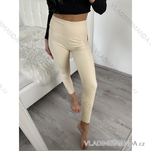 Legíny koženkové dlhé dámske (S/ML/XL) TURECKÁ MÓDA TMWL223870-1/DR béžová svetlá M / L