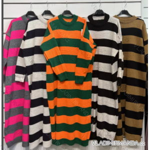 Šaty pletené dlhý rukáv dámske prúžok (S/M ONE SIZE) TALIANSKA MÓDA IMPSH2288100