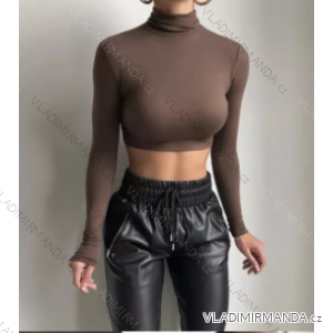 Top croptop s rolákom dlhý rukáv dámsky (S/M ONE SIZE) TALIANSKA MÓDA IMPBB22C26064