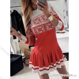 Šaty vianočné dlhý rukáv dámske (S/M ONE SIZE) TALIANSKA MÓDA IMWB22372