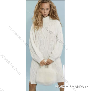 Šaty/sveter pletené s rolákom dlhý rukáv dámske (S/M ONE SIZE) TALIANSKA MÓDA IMPBB22J3668