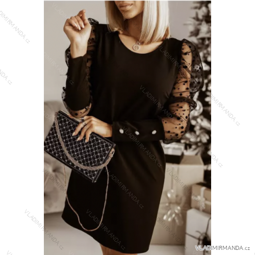 Šaty elegantný dlhý rukáv dámske (S/M ONE SIZE) TALIANSKA MÓDA IMPLI2220541