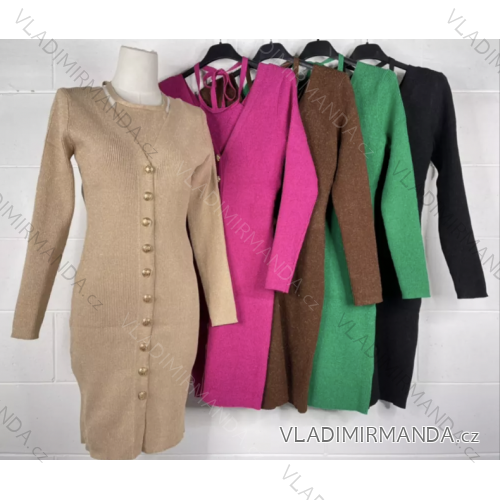 Šaty úpletové dlhý rukáv dámske (S/M ONE SIZE) TALIANSKA MÓDA IMPBB22M50220