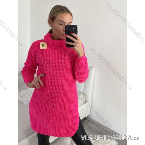 Sveter pletený predĺžený s rolákom dlhý rukáv dámsky (L/XL ONE SIZE) TALIANSKA MÓDA IM4221278