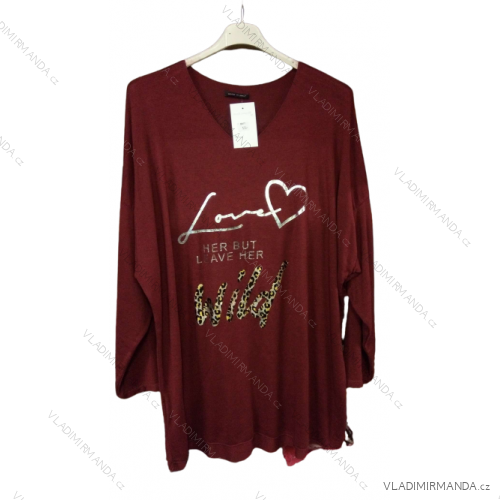Tunika dlhý rukáv dámska nadrozměr (3XL / 4XL ONE SIZE) TALIANSKÁ MÓDA IMWQ219018B/DR 3XL / 4XL vínová