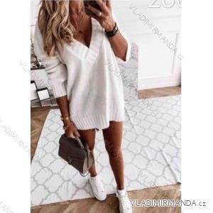 Sveter pletený teplý dlhý rukáv dámsky (UNI S/M) TALIANSKA MÓDA IMM201085/DR