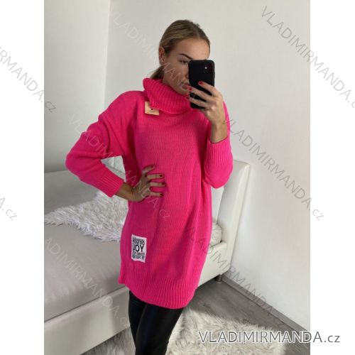 Sveter pletený predĺžený s rolákom dlhý rukáv dámsky (L/XL ONE SIZE) TALIANSKA MÓDA IM4221281