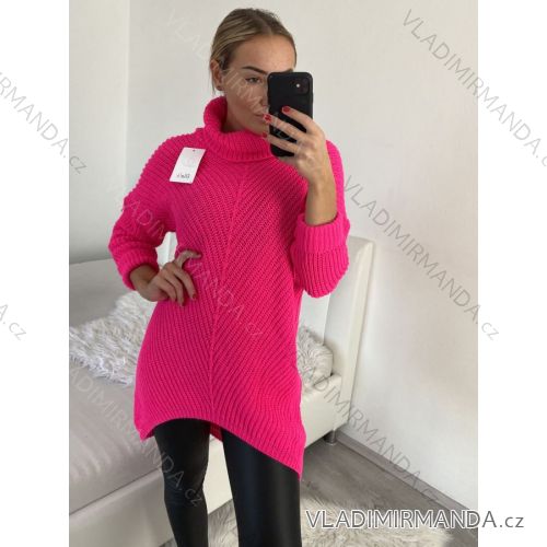 Sveter pletený predĺžený s rolákom dlhý rukáv dámsky (L/XL ONE SIZE) TALIANSKA MÓDA IM4221284