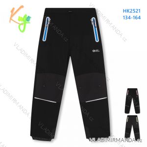 Nohavice softshellové zateplené flaušom dorast dievčenské a chlapčenské (134-164) KUGO HK1807