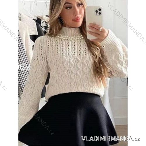 Sveter pletený s rolákom dlhý rukáv dámsky (S/M ONE SIZE) TALIANSKA MÓDA IMM22VN22969