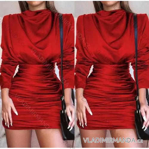 Šaty elegantný dlhý rukáv dámske (S/M ONE SIZE) TALIANSKA MÓDA IMWE223970
