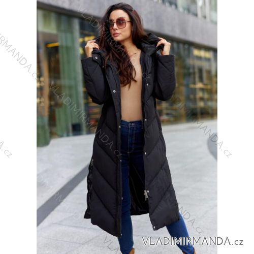 Kabát zimný dámsky (S-2XL) POLSKÁ MÓDA AG3-223030-BLACK/DR 2XL Čierna