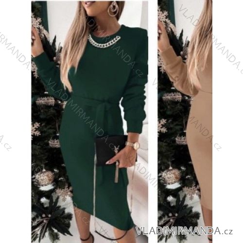 Šaty elegantný dlhý rukáv dámske (S/M ONE SIZE) TALIANSKA MÓDA IMWB223890