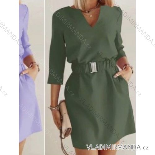 Šaty elegantný dlhý rukáv dámske (S/M ONE SIZE) TALIANSKA MÓDA IMWB223892