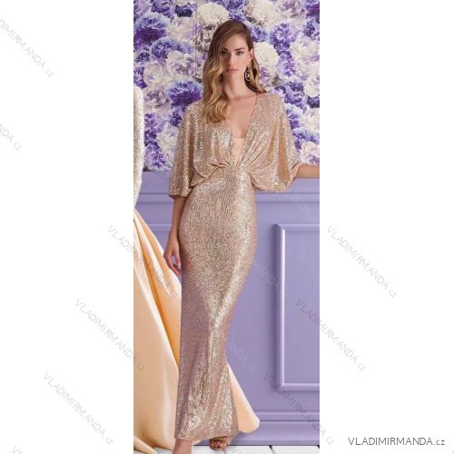 Šaty elegantné trblietavé s flitrami dlhý rukáv dámske (S/M ONE SIZE) TALIANSKA MóDA IMM22ls26289