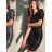 Šaty elegantné trblietavé s flitrami krátky rukáv dámske (S/M ONE SIZE) TALIANSKA MóDA IMM22LS0031