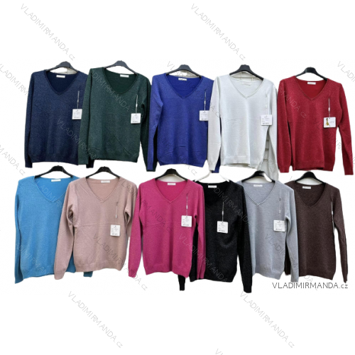 Sveter úpletový tenký dlhý rukáv dámsky (S/M ONE SIZE) TALIANSKA MÓDA IMD221045