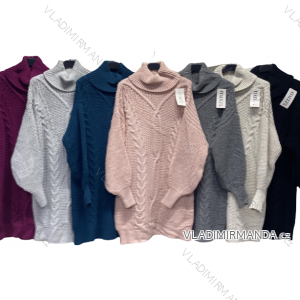 Šaty pletené/sveter predĺžený s rolákom dlhý rukáv dámske nadrozmer (2XL/3XL ONE SIZE) TALIANSKA MóDA IMC22961