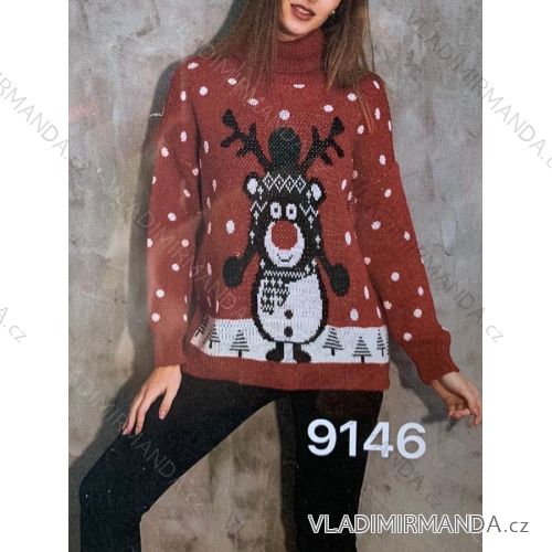 Sveter s rolákom dlhý rukáv dámsky vianočný (S/M ONE SIZE) TALIANSKA MóDA IMC22965