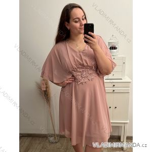 Šaty společenské elegantní krátký rukáv dámské nadrozměr (XL/2XL ONE SIZE) ITALSKÁ MÓDA IMPSH2418025