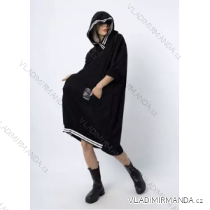 Šaty mikinové s kapucňou dlhý rukáv dámske (S/M ONE SIZE) TALIANSKA MÓDA IMPLI2235174