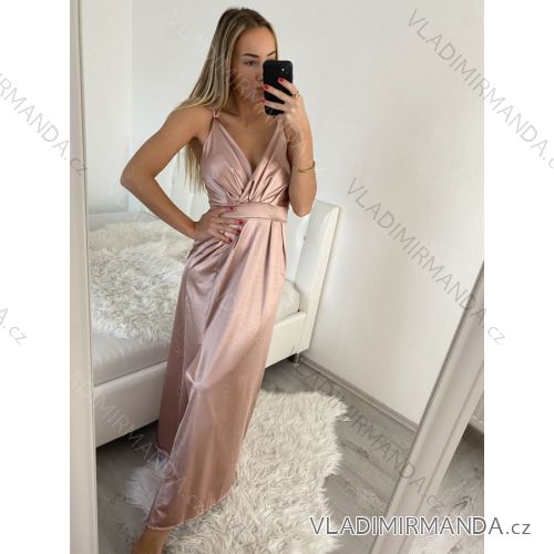 Šaty elegantné spoločenské dlhé na ramienka dámske (XS/S/M/L ONE SIZE) TALIANSKA MÓDA IM322ELEGAN