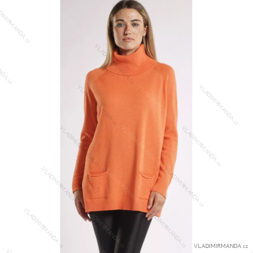 Šaty pletené s rolákom dlhý rukáv dámske prúžok (S/M ONE SIZE) TALIANSKA MÓDA IMPDY22JXYMS2521