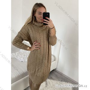 Šaty pletené s rolákom dlhý rukáv dámske (S/M/L/XL ONE SIZE) TALIANSKA MÓDA IMWA224001