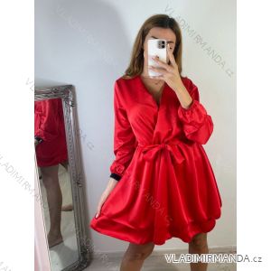 Šaty elegantné saténové dlhý rukáv dámske (S/M ONE SIZE) TALIANSKA MÓDA IMWD223636/DR