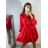 Šaty elegantné saténové dlhý rukáv dámske (S/M ONE SIZE) TALIANSKA MÓDA IMWD223636/DR S/M červená