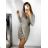 Šaty elegantné trblietavé s flitrami dlhý rukáv dámske (S/M ONE SIZE) TALIANSKA MóDA IMM22FL4539/DR S/M čierna