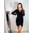 Šaty elegantné trblietavé s flitrami dlhý rukáv dámske (S/M ONE SIZE) TALIANSKA MóDA IMM22FL4539/DR S/M čierna