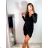 Šaty elegantné trblietavé s flitrami dlhý rukáv dámske (S/M ONE SIZE) TALIANSKA MóDA IMM22FL4539/DR S/M čierna