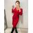 Šaty elegantný dlhý rukáv dámske (S/M ONE SIZE) TALIANSKA MÓDA IMWE223788/DR S/M červená