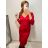 Šaty elegantný dlhý rukáv dámske (S/M ONE SIZE) TALIANSKA MÓDA IMWE223788/DR S/M červená