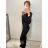Šaty elegantný dlhý rukáv dámske (S/M ONE SIZE) TALIANSKA MÓDA IMWE223788/DR S/M čierna