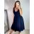 Šaty elegantné spoločenské na ramienka dámske (S/M ONE SIZE) TALIANSKA MÓDA IMPSH2480565 Čierna S/M