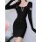 Šaty elegantný dlhý rukáv dámske (S/M ONE SIZE) FRANCÚZSKA MÓDA FMWKK22MCY03841