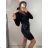 Šaty elegantné trblietavé s flitrami dlhý rukáv dámske (S/M ONE SIZE) TALIANSKA MóDA IMM22LS21561/DR