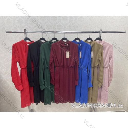 Šaty elegantný dlhý rukáv dámske (S/M ONE SIZE) TALIANSKA MÓDA IMWKK224052
