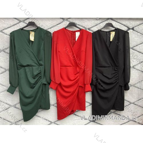 Šaty elegantný dlhý rukáv dámske (S/M ONE SIZE) TALIANSKA MÓDA IMWDD224070